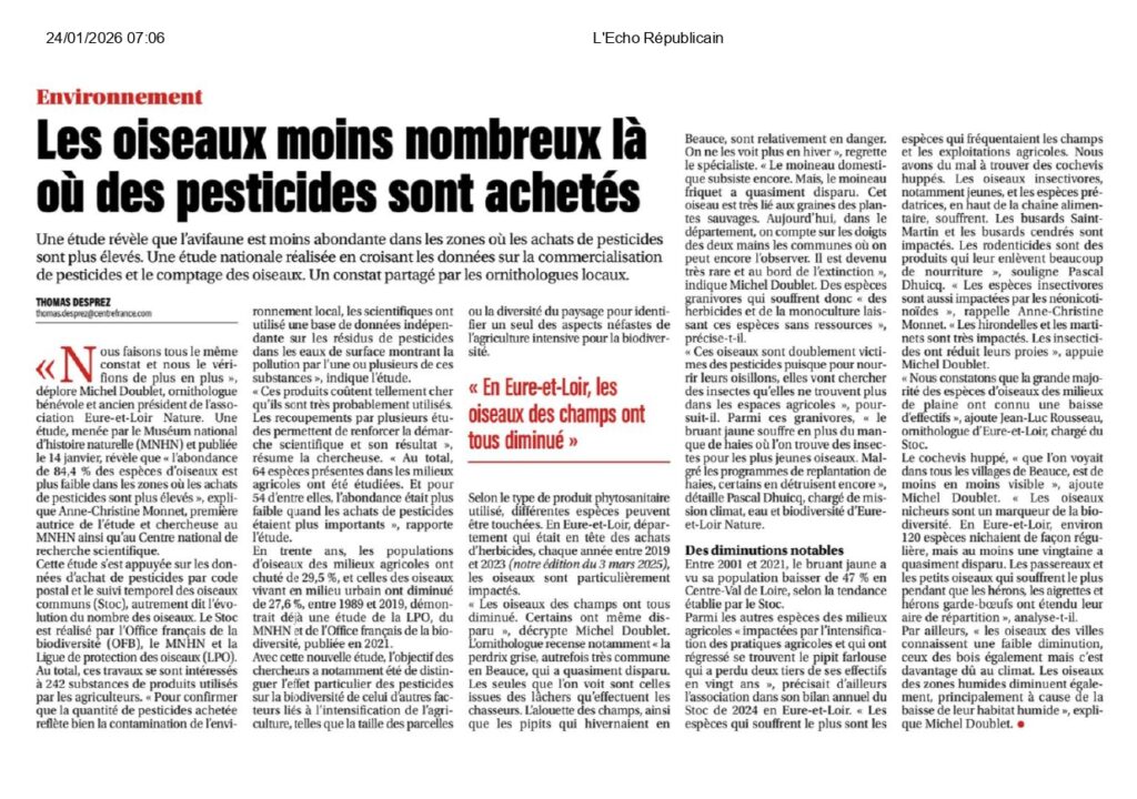 Les oiseaux face aux pesticides